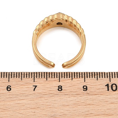 304 Stainless Steel Cubic Zirconia Cuff Open Ring for Women CU-CBACD1D-01G-02-1
