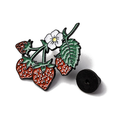 Strawberry with Flower Enamel Pins JEWB-P050-03F-EB-1