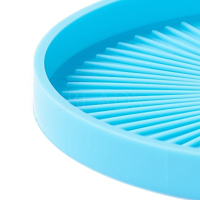Flat Round with Stipe Pattern Cup Mat Silicone Molds DIY-M039-02-1