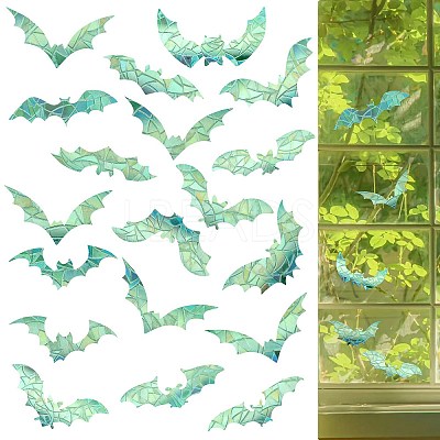 2PCS 2 Styles PVC Stickers Colorful Window Stickers 3D Laser Bat Static Glass Window Stickers JX825A-1