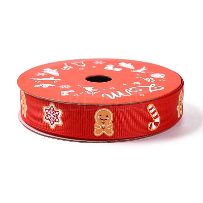 5 Yards Christmas Polyester Printed Grosgrain Ribbon OCOR-A008-01E-1
