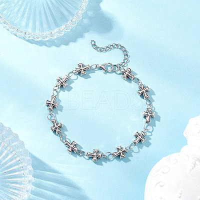 Tibetan Style Alloy Cross Link Bracelets for Women BJEW-JB12540-1