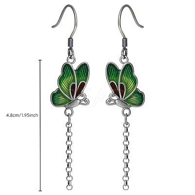 Alloy Enamel Butterfly Dangle Earrings for Women WG8FBC4-01-1