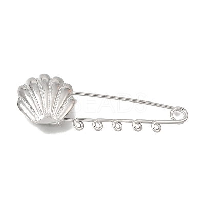 Shell Shape 304 Stainless Steel Safety Pins Five Brooch Findings SA-CBAB767-06D-P-1