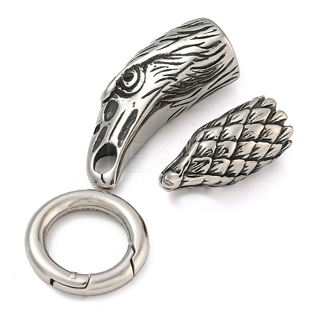 Tibetan Style 304 Stainless Steel Spring Gate Rings FIND-Z046-06AS-06-1
