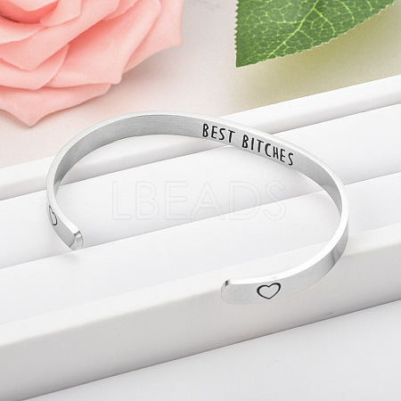 Inspirational Stainless Steel Cuff Bangles for Men Women FS-WG0E735-09-1