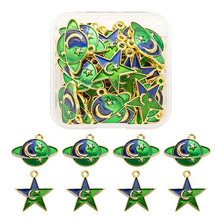 40Pcs 2 Style Golden Alloy Enamel Pendants ENAM-LS0001-54-1