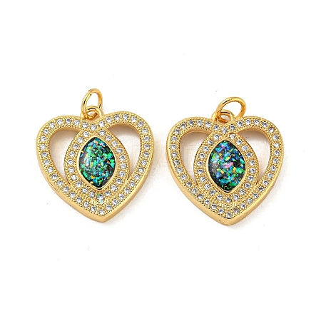 Valentine's Day Brass Micro Pave Cubic Zirconia with Synthetic Opal Pendants KK-D096-02F-G-1