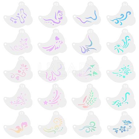 20Pcs PET Tattoo Stencil Templates AJEW-WH20141-12-1