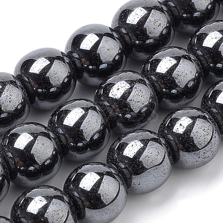 Non-magnetic Synthetic Hematite Beads Strands G-S259-44-6mm-1