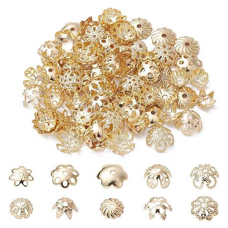 100Pcs 10 Styles Alloy Bead Caps PALLOY-CJ0002-77-1