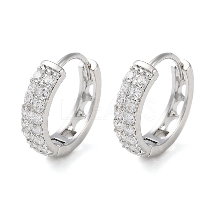 Brass Micro Pave Clear Cubic Zirconia Hoop Earrings LS-EJEW-S234-04P-1