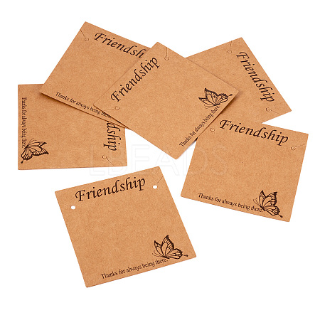 100Pcs 2 Styles Friendship Theme Kraft Paper Jewelry Display Cards CDIS-TA0001-24-1