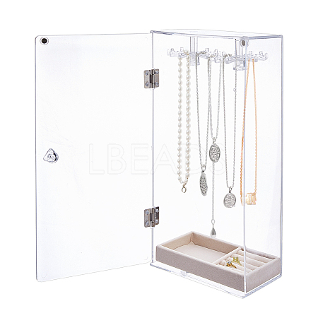 Rotatable Acrylic Necklace Hanging Organizer Storage Boxes ODIS-WH0079-025-1