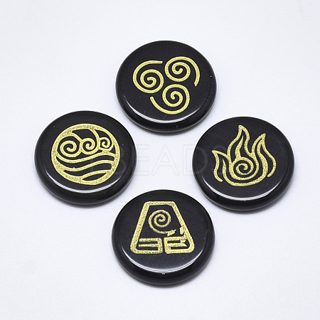 Natural Black Gemstone Cabochons G-T122-37K-1