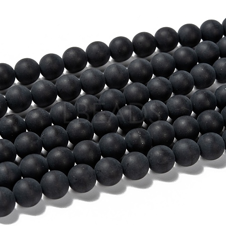 Natural Black Agate Bead Strands X-G-H056-8mm-1