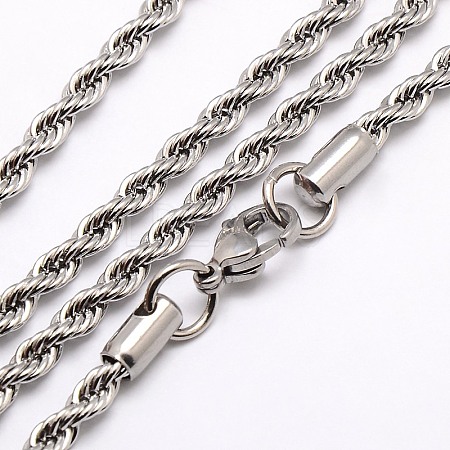 Tarnish Resistant Trendy Men's 304 Stainless Steel Rope Chain Necklaces NJEW-M072-D-02-1