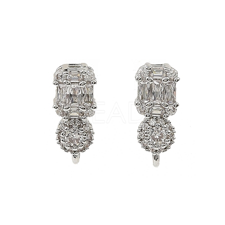 Brass Micro Pave Clear Cubic Zirconia Stud Earring Findings KK-C107-06P-1