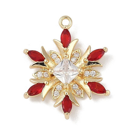 Christmas Theme Brass Micro Pave Cubic Zirconia Pendants X-KK-Z065-01-01G-1