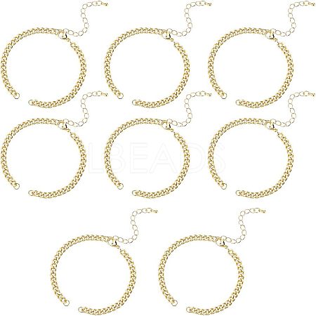  8Pcs Two Tone Handmade Brass Curb Chain Bracelet Makings KK-NB0002-63-1