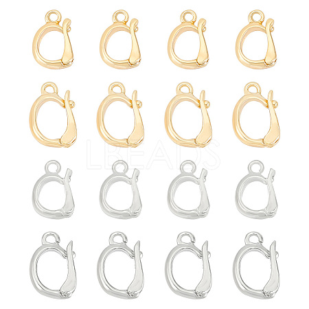 BENECREAT 24Pcs 4 Styles Rack Plating Brass Fold Over Clasps KK-BC0012-80-1