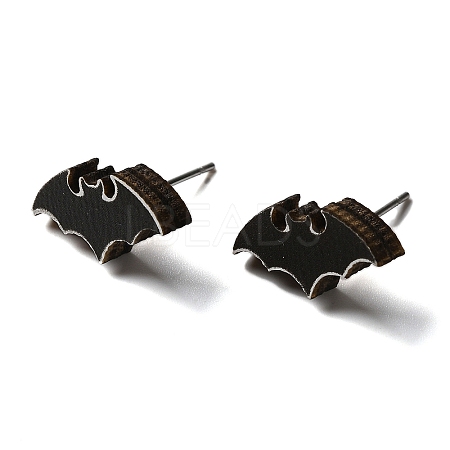 Wood Stud Earrings EJEW-Z054-02P-1