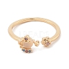 Brass Micro Pave Colourful Cubic Zirconia Open Cuff Rings for Women RJEW-Z073-01G-03-2