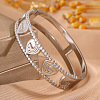 304 Stainless Steel Heart Wave Cutout Hinged Cuff Bangles for Women WG6F9C2-02-1
