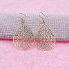 Teardrop with Hollow Leaf Pattern Brass Dangle Earrings FS-WG94C34-03-1