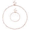 1 Set Brass Heart Link Chain Bracelets & Necklace SJEW-TA0001-04-2