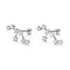 Brass Micro Pave Clear Cubic Zirconia Stud Earrings EJEW-F258-01H-P-1