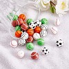 60Pcs 15mm Silicone Beads Sports Silicone Beads Bulk Basketball Soccer Tennis Baseball Rugby Volleyball Silicone Beads Kit for DIY Jewelry Making Craft JX308A-3