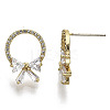 Brass Micro Pave Clear Cubic Zirconia Stud Earring EJEW-N019-003-NF-3