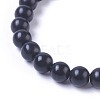 Natural Black Stone Stretch Bracelets G-K298-07-2