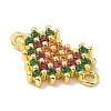 Real 18K Gold Plated Brass Micro Pave Cubic Zirconia Connector Charms KK-L209-052G-01-2