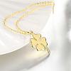 Golden Plated Zinc Alloy Cable Chain Clover Pendant Necklaces NJEW-BB01587-3
