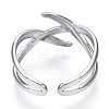 304 Stainless Steel Wire Wrap Open Cuff Ring for Women RJEW-N040-17-3