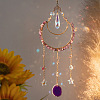 Moon Iron & Natural Amethyst Chip Pendant Decorations AJEW-Q143-09-1