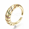 Brass Micro Pave Cubic Zirconia Cuff Rings RJEW-S045-045G-NR-1