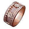 Gear Brass Micro Pave Clear Cubic Zirconia Rotatable Finger Rings FS-WGBD3BF-10-1
