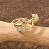 Brass Micro Pave Cubic Zirconia Open Cuff Rings for Women RJEW-F171-02G-4