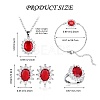 Cubic Zirconia Oval Pendant Necklace & Link Bracelet & Cuff Ring & Stud Earrings SJEW-SZC0001-01A-2