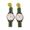 Sparkling Acrylic Watch Dangle Stud Earrings with 304 Stainless Steel Pins EJEW-C063-01A-1