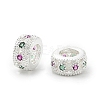 Brass Micro Pave Cubic Zirconia Rondelle European Beads KK-P297-04A-S-1