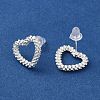 Heart 925 Sterling Silver Stud Earrings for Women EJEW-G372-02S-3
