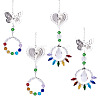 Crafans 4Pcs 4 Style Butterfly & Heart Crystals Chandelier Suncatchers Prisms Chakra Hanging Pendant AJEW-CF0001-17-1