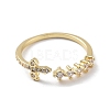Brass Micro Pave Cubic Zirconia Open Cuff Rings for Women RJEW-A028-05G-2