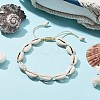 Natural Shell Braided Bead Anklet with Synthetic Turquoise Beads AJEW-AN00561-01-4