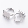 Platinum Plated Adjustable Brass Pad Ring Components For Jewelry Making X-KK-J053-P-2