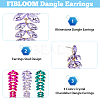 3 Pairs 3 Colors Rhinestone Leaf Cluster Earrings EJEW-FI0002-70-3